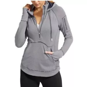 Athleta 1/2 Zip Pullover Hoodie Womens M Heavenly Heights Navy/White Stripe - Picture 1 of 18
