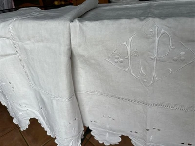 Drap Ancien, En Lin , Monogramme Lp Festons, 200 Par 320 - Photo 1/4