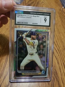 2024 Bowman Chrome 69 Jackson Chourio Mega Box Mojo Brewers RC CGC Mint 9 Pop 4 - Picture 1 of 2