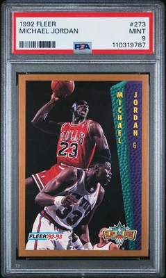 MICHAEL JORDAN 1992 Fleer #273 SLAM DUNK PSA 9 MINT Chicago Bulls - Recent Slab - Image 1 of 2