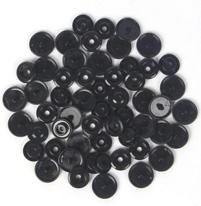 200 Sets T5 Resin Plastic Snaps Size 20 Glossy Black Round Buttons DIY - Picture 1 of 5