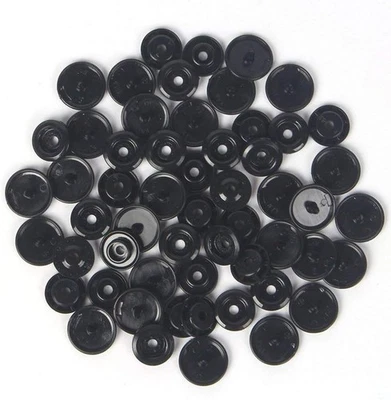 200 Sets T5 Resin Plastic Snaps Size 20 Glossy Black Round Buttons DIY - Image 1 of 4