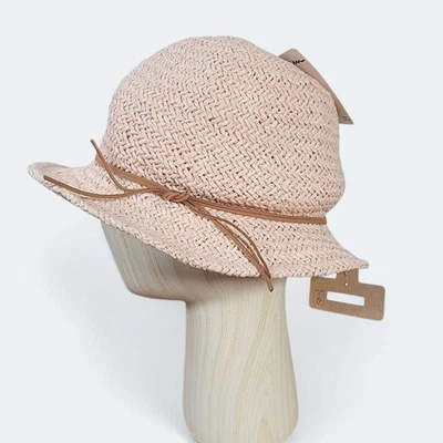 NUEVO Sombrero de Paja Beeline Rosa Para Mujer Talla Única Borde Bronceado Vacaciones de Verano Foto 1 de 4