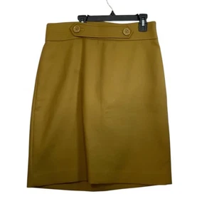 Falda Lápiz Ann Taylor Mostaza Detalle Botón Mujer Talla 8 Algodón Spandex - Imagen 1 de 8