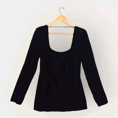 Top de terciopelo de colección talla 7/8 negro espalda baja satinado lazo formal gótico M Foto 1 de 4