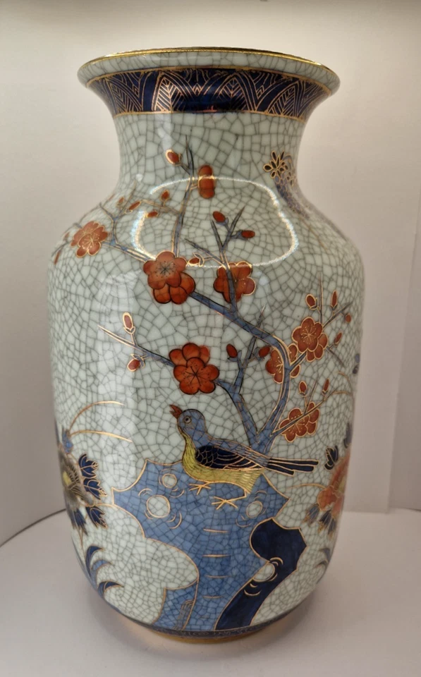 Oriental Crackle Glazed, Large 32 cm, Hand Painted Vase - Image 1 of 4