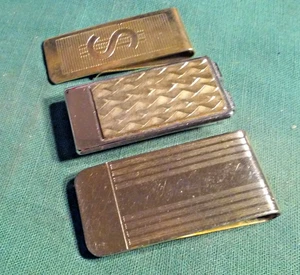 Lot 3 Vintage Gold-Tone Metal MONEY CLIPS Anson & Non Branded One w/ $ Sign - Picture 1 of 6
