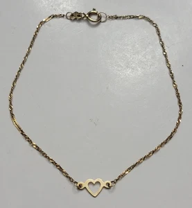 Pulsera tobillera oro 10k con corazón 7" tobillera - Imagen 1 de 9
