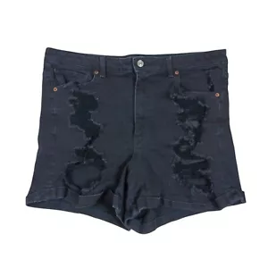 American Eagle Outfitters AEO Size 18 Mom Short Denim Black Distressed Stretch - Bild 1 von 11