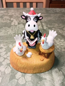 Hallmark Keepsake MOO-EY CHRISTMAS Cow and Chickens 2016 #O1002 Tested Works! - Picture 1 of 8
