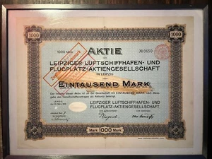 Historische Aktie von 1913 der Leipziger Luftschiffhafen- und Flugplatz-AG - Bild 1 von 1