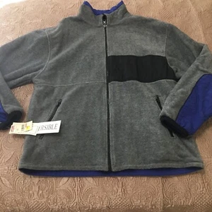 NWT* Men’s Reversible Gray Fleece/Blue Windbreaker Jacket Size Medium - Picture 1 of 8