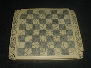 Vintage Maritim Oktopus Scrimshaw Polystone Mini Schachbrett und Figuren - Bild 1 von 12