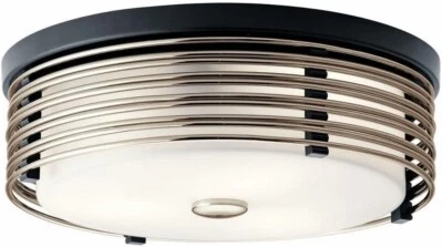 Kichler 43293BK -Bensimone 15.25" Black 2 Light Flush Mount (NEW - BAD BOX ONLY) - Image 1 of 4