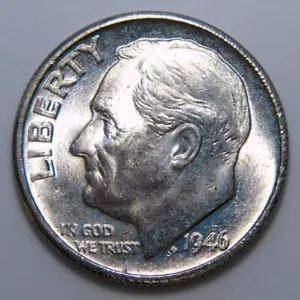 ~VINTAGE AMERICAN SILVER~ 1946-S US Roosevelt Dime 90% argento 10c BU-GEM i576 - Foto 1 di 2