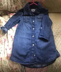 Mädchen Old Navy 3T Kleid Denim 3/4 Ärmel Kragen geknöpft Taschen toller Zustand - Bild 1 von 4
