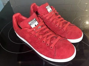 Adidas Stan Smith da uomo taglia 9 pelle scamosciata rossa edizione limitata ottime condizioni! - Foto 1 di 8