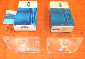 1970 Ford Maverick Grabber NOS LH + RH FRONT PARKING LAMP LENSES Clear - Picture 1 of 3