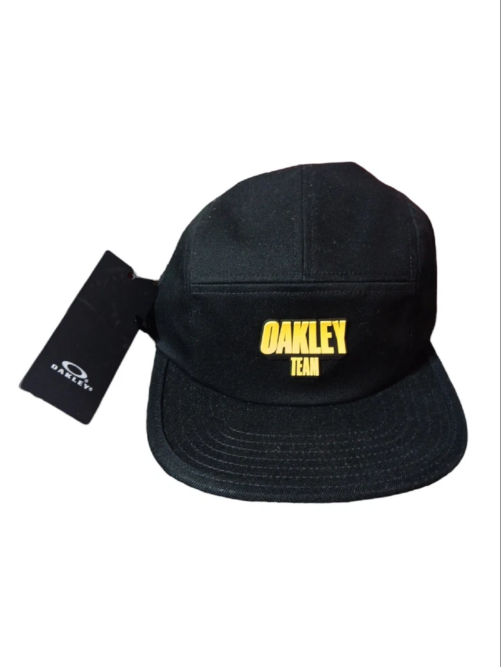5 Panel Oakley Team Patch Hat Blackout Black Baseball Cap L/XL Adjustable