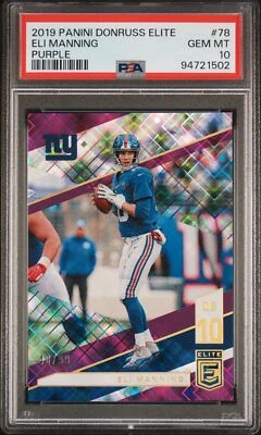 2019 Panini Donruss Elite /99  #78 Eli Manning Purple PSA 10 POP 1 - Image 1 of 2