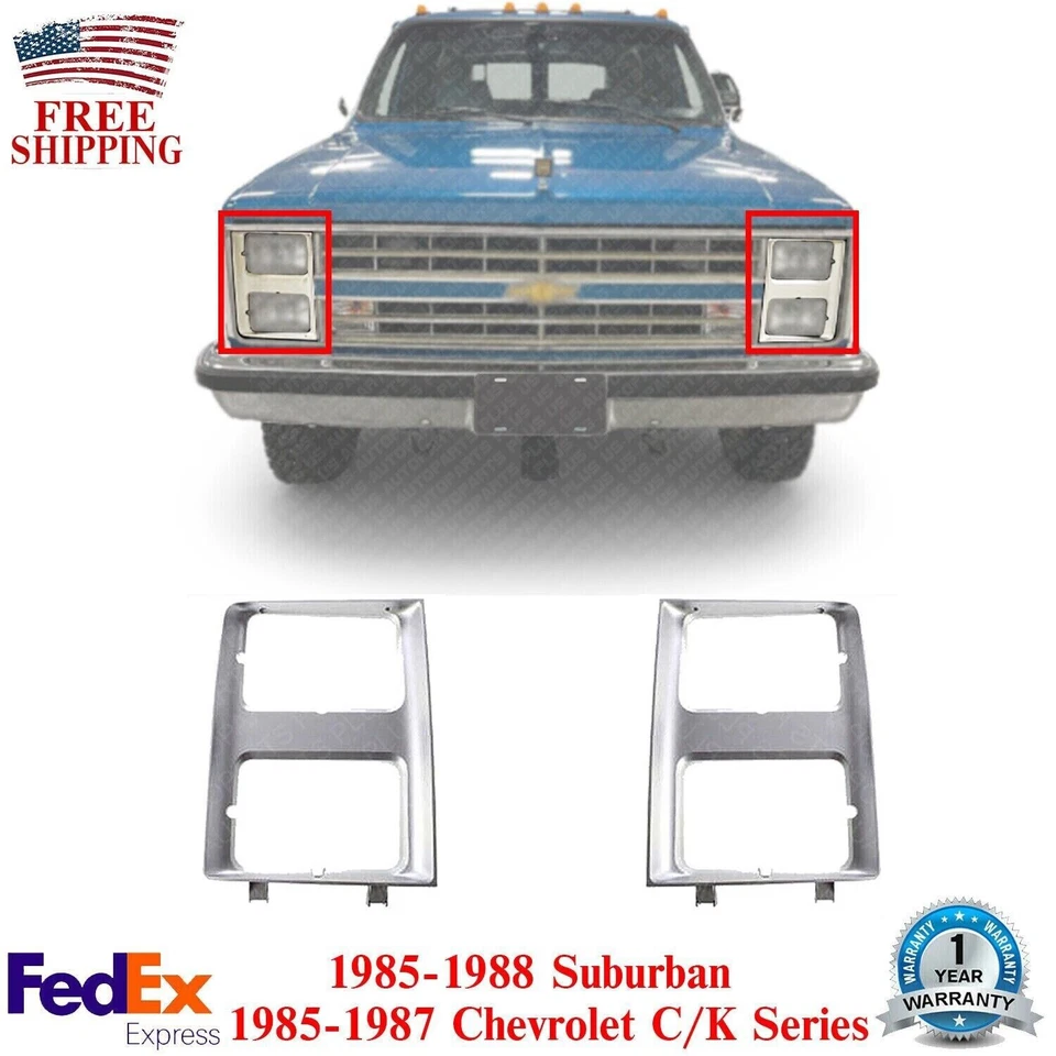 Molduras para faróis dianteiros destro e traseiro para 85-88 Suburban / 85-87 Chevy / GMC série C/K - Imagem 1 de 4