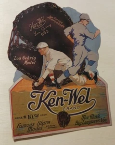 Lou Gehrig Ken-Wel Glove Display Store Sign Original 1930 Vintage Yankees - Picture 1 of 11