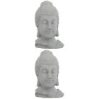  2 Pack Buddha Decor Head Statue Spiritual Figurine Sandstone Fish Tank Desktop
