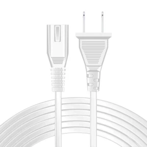 White 2 Prong 2 Pin AC Power Cord Cable Charge Adapter for PC Laptop PS3 PS4 TV - Picture 1 of 1