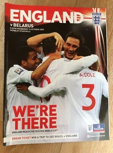 England v Belarus Football Programme FIFA 2010 WC Qualifier Wembley 14/10/09 - Picture 1 of 1
