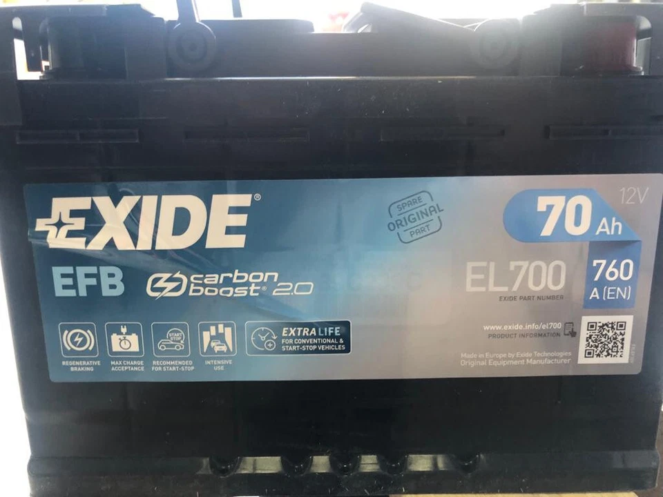 Batteria Auto exide EFB El700 70ah spunto 720a Polo positivo a dx Start-stop