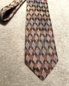 CORBATA DE SEDA HECHA A MANO XMI PLATINO “Patrón Diamante” MARRÓN GRIS MALVA - Imagen 1 de 11