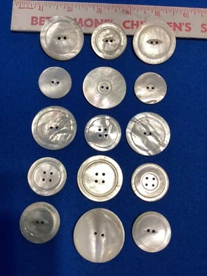 Lot 15 Antique Vintage MOP Rainbow Shell Large Buttons 1" - 1 - 1/2” Beautiful - Image 1 of 4