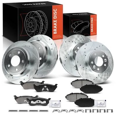 12x Rotores de freno perforados delanteros y traseros y pastillas de freno de cerámica para Ford Crown Victoria Foto 1 de 4