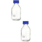  2 Pc Large Mouth Mason Jars Glass Carafe Reagent Bottle Sample Vial