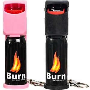 2-Pack Burn Pepper Spray 1/2oz Keychain Self Defense Security Pink & Black Combo - Picture 1 of 16