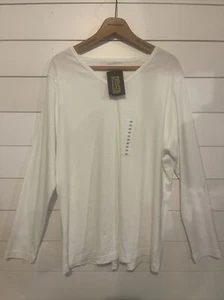 Duluth Trading Co. White Long Sleeve V-Neck Longtail T-Shirt Plus Size 2XL NWT - Picture 1 of 9