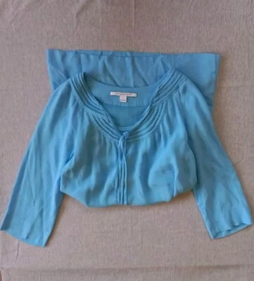 Vestido de domingo túnica azul plisado manga 1/4 Diane Von Furstenberg para mujer Foto 1 de 4