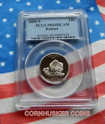 2003-S KANSAS CLAD WASHINGTON QUARTER PCGS PR69DCAM ~ DEEP MIRROR SURFACE - Image 1 of 2