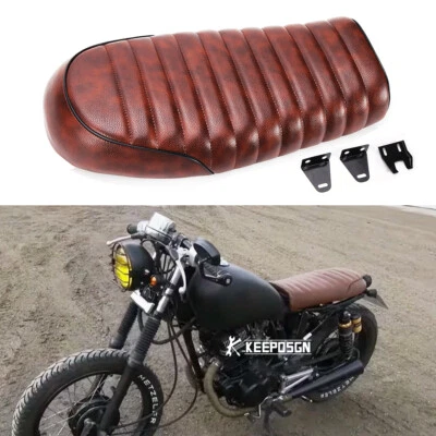 Brown PU Driver Cafe Racer Seat Flat Saddle For Honda CM 125 250 300 400 450 - Image 1 of 4