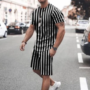 Mens Summer Outfit 2-Piece Set Short Sleeve T Shirts and Shorts Sweatsuit Set - Picture 1 of 12