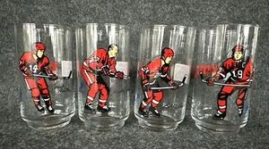 Vintage 1988 PEPSI TOTAL Gas DETROIT RED WINGS 4 Collector Glasses Complete Set - Foto 1 di 24