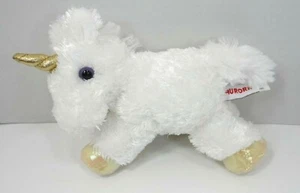 Aurora Fancy Pals White & Gold Unicorn Plush 6" Purple Eyes - Picture 1 of 5
