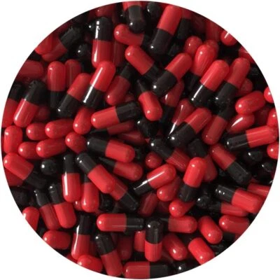 DR T&T size000 Size 000 Gelatine Gelatin Capsules red black - Image 1 of 4