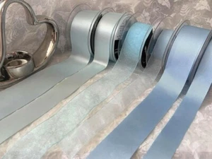 Berisfords SKY BLUE - Satin, Sheer & Grosgrain Ribbon (3 & 9510) - 3mm to 70mm - Picture 1 of 11