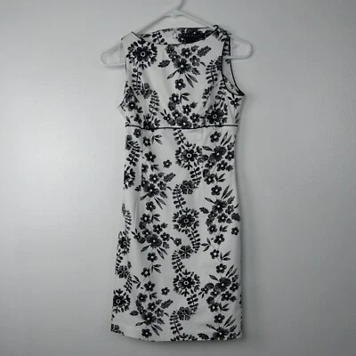 Vestido paralelo para mujer talla 6 blanco negro floral sin mangas lápiz ajustado carrera Foto 1 de 4