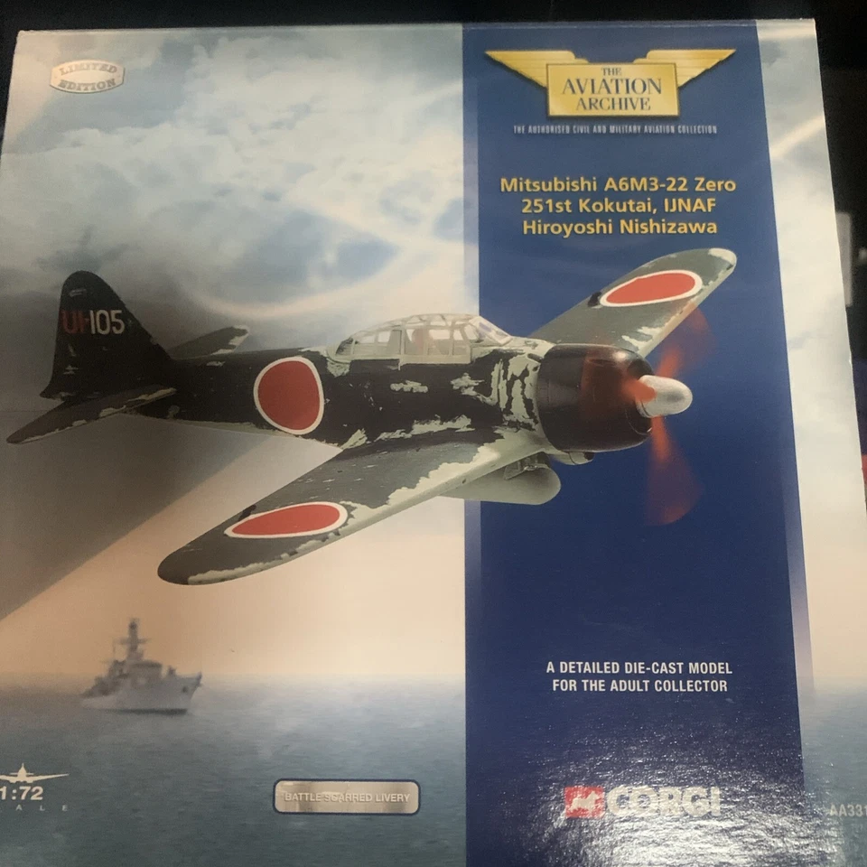Corgi 1:72 Mitsubishi A6M3-22 Zero 251st Kokutai AA33102 Die Cast Aircraft Model - Image 1 of 1