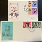 1972-3 Brunei #186-7,#190-1 on lot of 2 FDC's; British Royalty *d