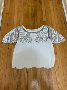 ENGLISCH ROSE geblendetes Oberteil in weiß Größe S Orig. $ 58 NEU - Bild 1 von 3
