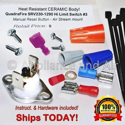 Interruptor de límite alto de disco rápido de restablecimiento manual Quadra-Fire #3 SRV230-1290 ¡Se envía HOY! Foto 1 de 4