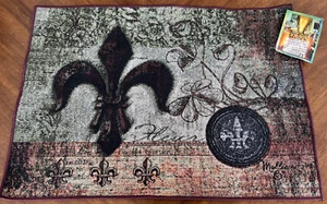 NEW Fleur De Lis Tapestry Fabric Pillow Panel or Placemat Craft Project Nice! - Picture 1 of 2